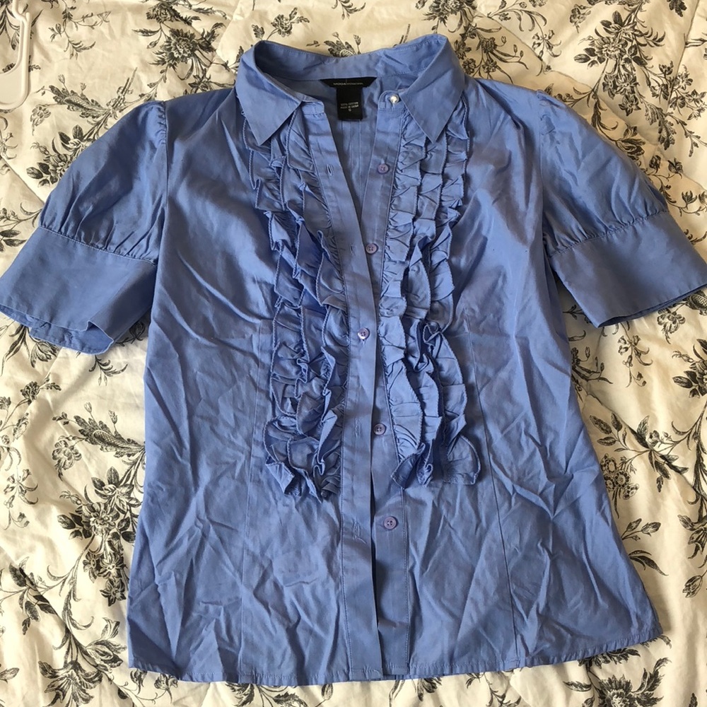 Ruffled Button Down